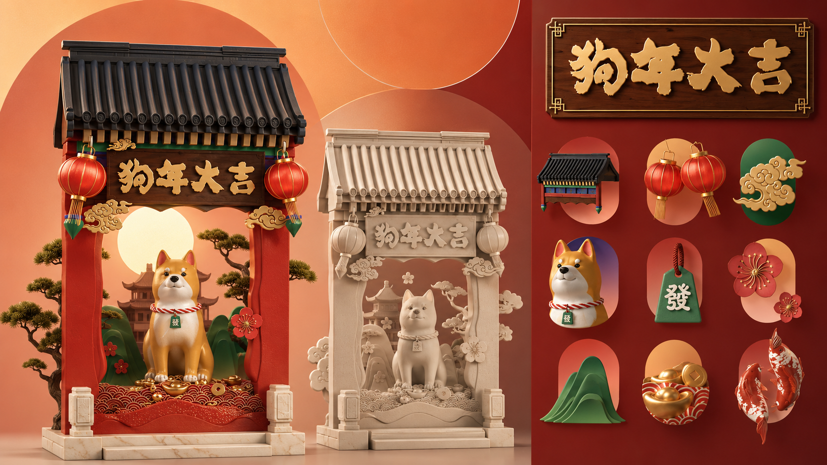 狗年大吉 C4D 视觉设计板