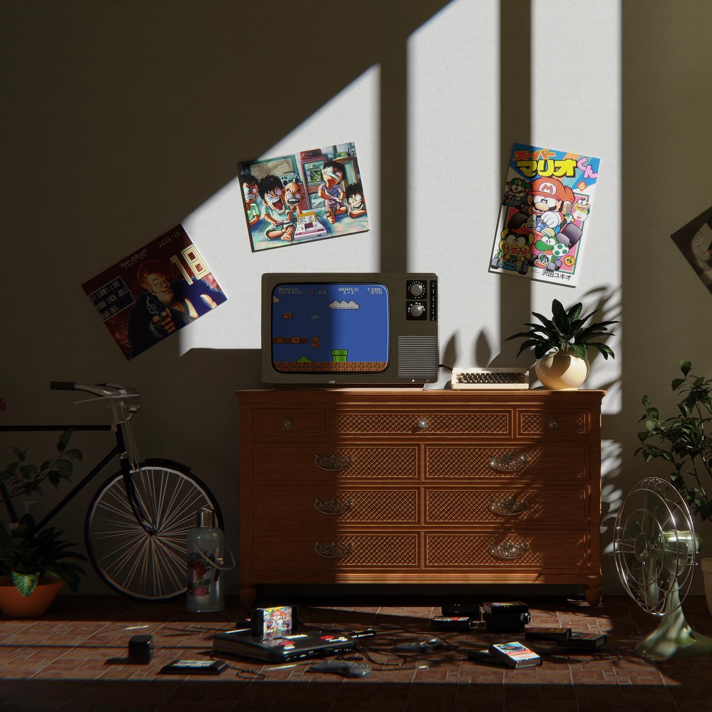 复古游戏房间 C4D 场景